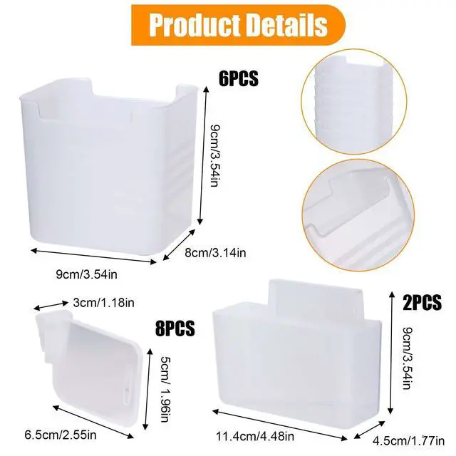 Alt view image 6 of 7 - 16PCS Refrigerator Door Organizer, 6 Fridge Organizer Box 2 Hanging Storage Container and 8 Refrigerator Dividers, Fridge Side Door Storage Containers for Kitchen Fruits Drinks