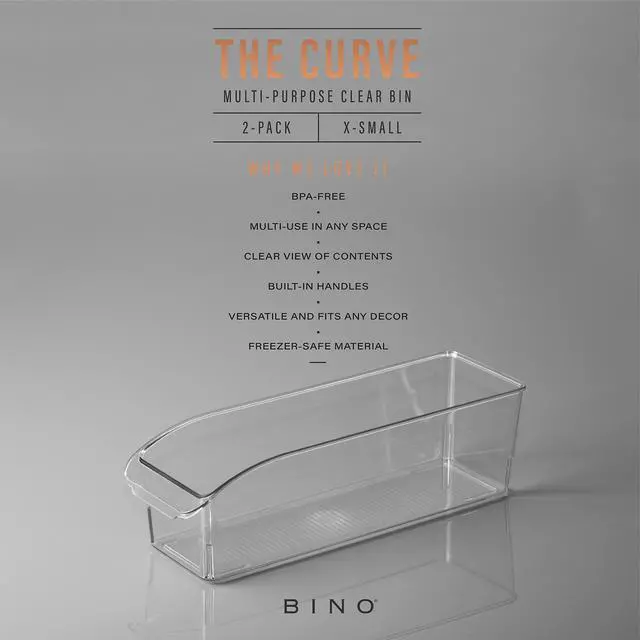 Alt view image 2 of 6 - Plastic Storage Bins, Small | THE CURVE COLLECTION | Multi-Use Organizer Bins | Storage Containers Kitchen, Pantry and Home Organization | Fridge Organizers | Pantry Organization and Storage