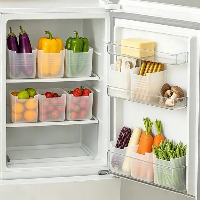 Alt view image 6 of 7 - 8Pcs Refrigerator Door Organizer Box,Fridge Side Door Storage Containers,Kitchen Organizer for Food, Spices, Condiments,Fruits,Garlic,Ginger,Herbs,Utensils,Small Tools,Pantry & Cabinet Organization