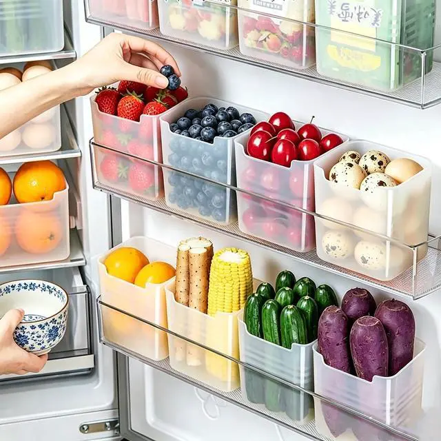 Alt view image 7 of 7 - 8Pcs Refrigerator Door Organizer Box,Fridge Side Door Storage Containers,Kitchen Organizer for Food, Spices, Condiments,Fruits,Garlic,Ginger,Herbs,Utensils,Small Tools,Pantry & Cabinet Organization