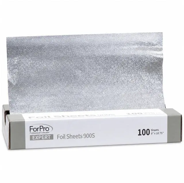 Main image of Expert Embossed Foil Sheets 900S, Aluminum Hair Foils for Color Application and Highlighting Services, Food Safe, Pop-Up Dispenser, 9 W x 10.75 L, 100-Count