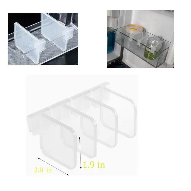 Alt view image 2 of 7 - 20 pcs Fridge Divider Set, Plastic Retractable Fridge Door Organizer Clip,Clear Refrigerator Organizer Bins Partition,Home Office Clear Tidy Supplies,Kitchen Household Storage Tools(2.8x1.9in)
