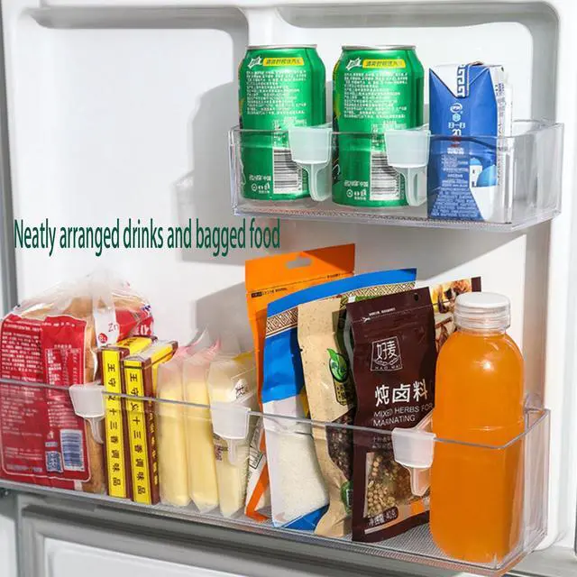 Alt view image 3 of 7 - 20 pcs Fridge Divider Set, Plastic Retractable Fridge Door Organizer Clip,Clear Refrigerator Organizer Bins Partition,Home Office Clear Tidy Supplies,Kitchen Household Storage Tools(2.8x1.9in)