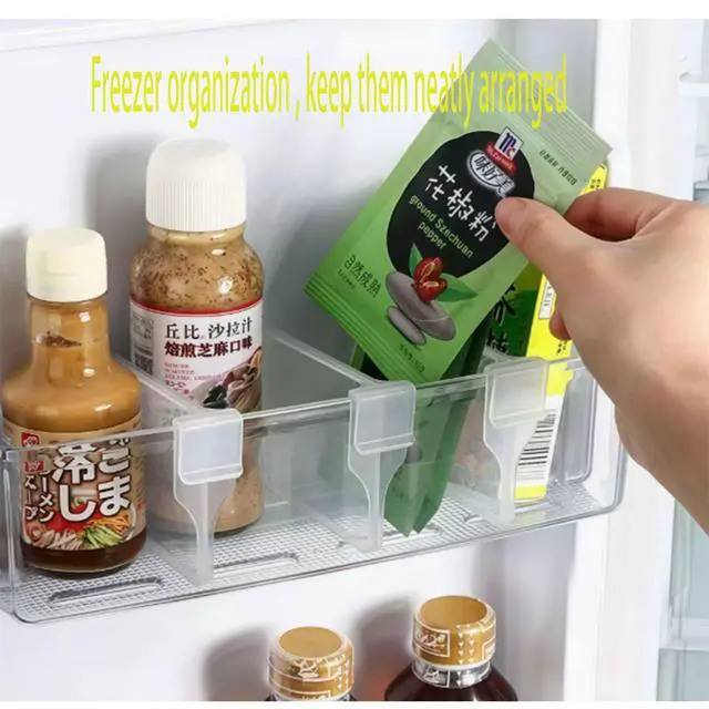 Alt view image 4 of 7 - 20 pcs Fridge Divider Set, Plastic Retractable Fridge Door Organizer Clip,Clear Refrigerator Organizer Bins Partition,Home Office Clear Tidy Supplies,Kitchen Household Storage Tools(2.8x1.9in)
