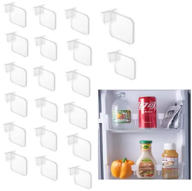Main image of 20 pcs Fridge Divider Set, Plastic Retractable Fridge Door Organizer Clip,Clear Refrigerator Organizer Bins Partition,Home Office Clear Tidy Supplies,Kitchen Household Storage Tools(2.8x1.9in)