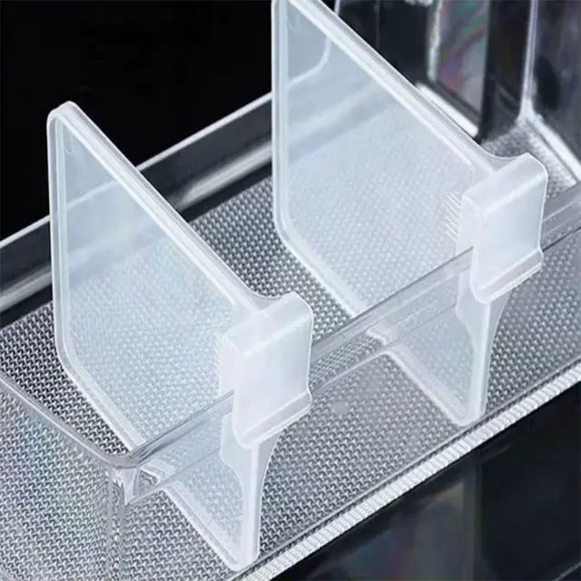 Alt view image 7 of 7 - 20 pcs Fridge Divider Set, Plastic Retractable Fridge Door Organizer Clip,Clear Refrigerator Organizer Bins Partition,Home Office Clear Tidy Supplies,Kitchen Household Storage Tools(2.8x1.9in)