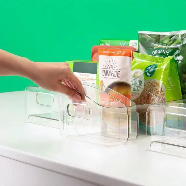 Alt view image 4 of 7 - FreezeUp Freezer Bin 12", BPA-Free Fridge Organizer with Adjustable Dividers and Handle for Frozen Food and Leftovers