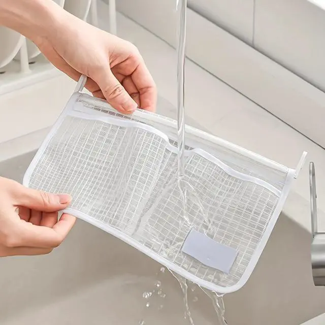 Alt view image 2 of 6 - 3PS Refrigerator Door Organizer Set, Fridge Hanging Mesh Bag for Kitchen, Household Sundries Sorting Bag, Only for Small Objects White
