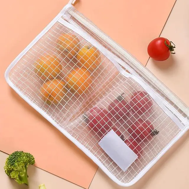 Alt view image 3 of 6 - 3PS Refrigerator Door Organizer Set, Fridge Hanging Mesh Bag for Kitchen, Household Sundries Sorting Bag, Only for Small Objects White