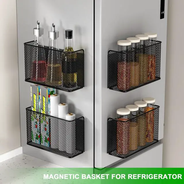 Alt view image 3 of 6 - Magnetic Shelf Fridge Basket Bin for Washer Dryer Locker Whiteboard Cabinet | No Drilling No Assembly, Reusable Magnet Organizer Kitchen Laundry Storage Rack Container Holder Home Office Classroom