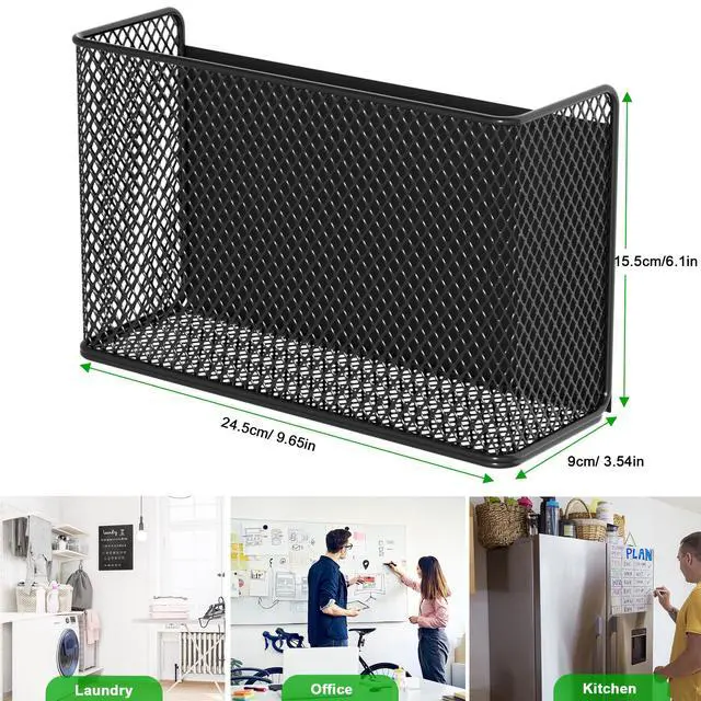 Alt view image 5 of 6 - Magnetic Shelf Fridge Basket Bin for Washer Dryer Locker Whiteboard Cabinet | No Drilling No Assembly, Reusable Magnet Organizer Kitchen Laundry Storage Rack Container Holder Home Office Classroom