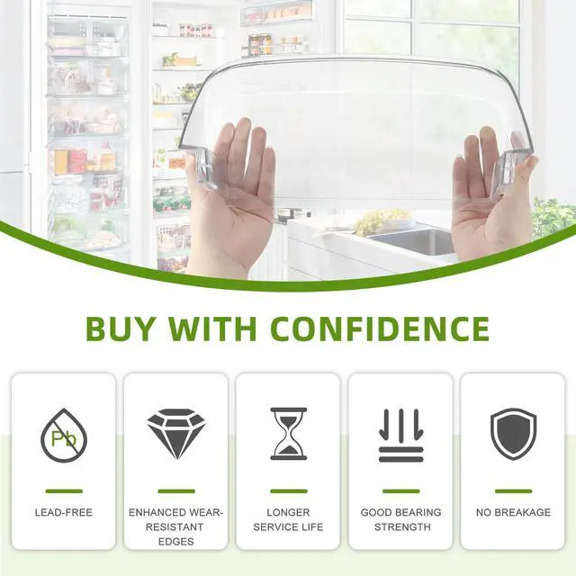 Alt view image 6 of 6 - WPW10430639 W10324876 Freezer Door Shelf Bin | Compatible with Whirlpool Ken-more Refrigerator Door Shelves, Fit for Freezer Side Door (transparent), Send Scouring Pad
