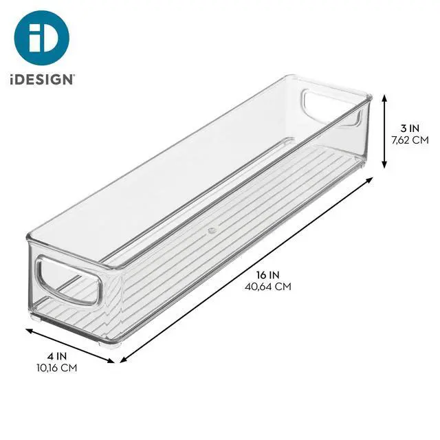 Alt view image 4 of 7 - Slim Clear Plastic Storage Bin, Extra Long Narrow Stackable Organizer for Kitchen and Pantry, 2-Pack