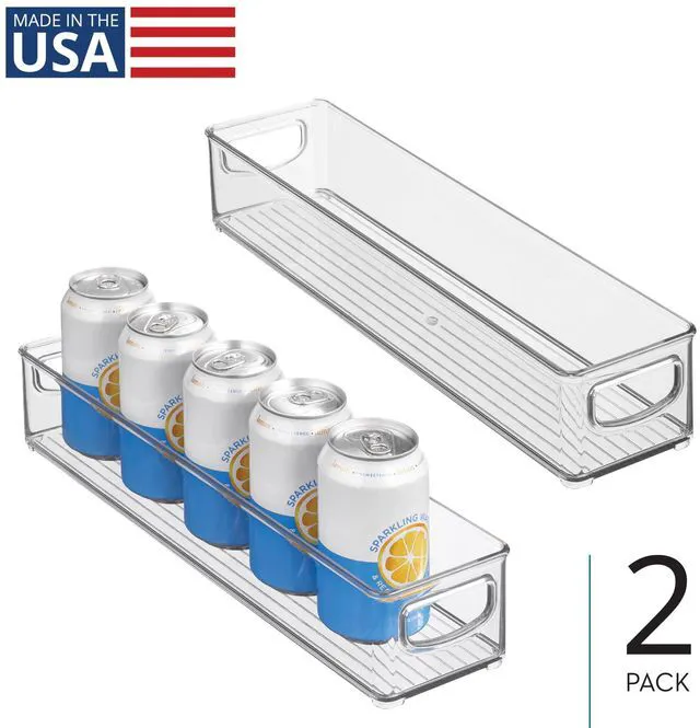 Alt view image 2 of 7 - Slim Clear Plastic Storage Bin, Extra Long Narrow Stackable Organizer for Kitchen and Pantry, 2-Pack