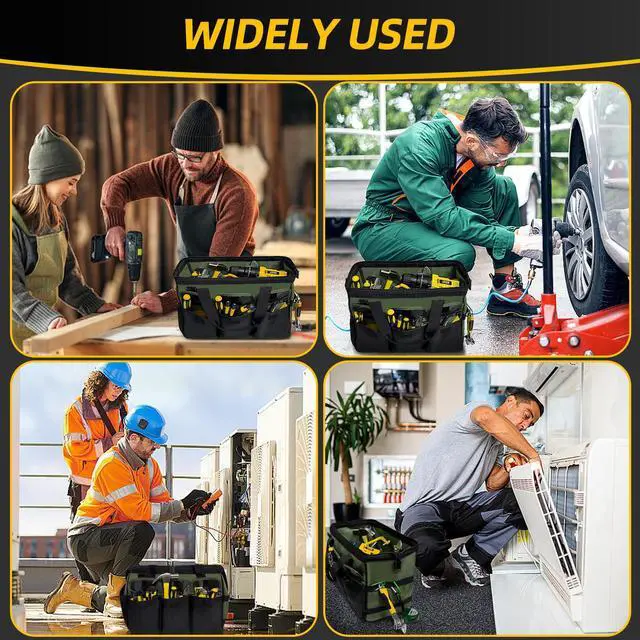 Alt view image 6 of 7 - Portable Tool Bag Heavy Duty Tool Box Organizer with Shoulder Strap,M-Green | Heavy-Duty Tool Tote With Wide Mouth Opening & Adjustable Shoulder Strap. Durable Storage Bag For Mechanics & Engineers.