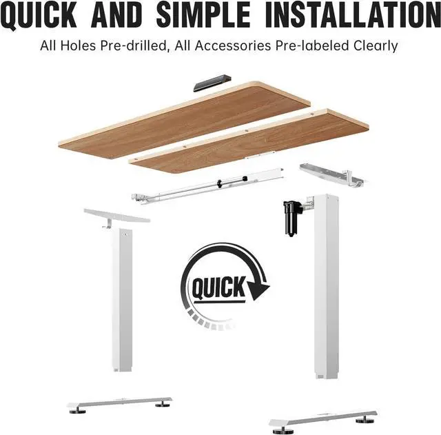 Alt view image 3 of 5 - 47.2 Inch Electric Standing Desk, Height Adjustable Sit Stand Up, Wood Desktop, Work Home Office Computer PC Desks, Gaming Writing Study Bedroom Rising Table, Nature