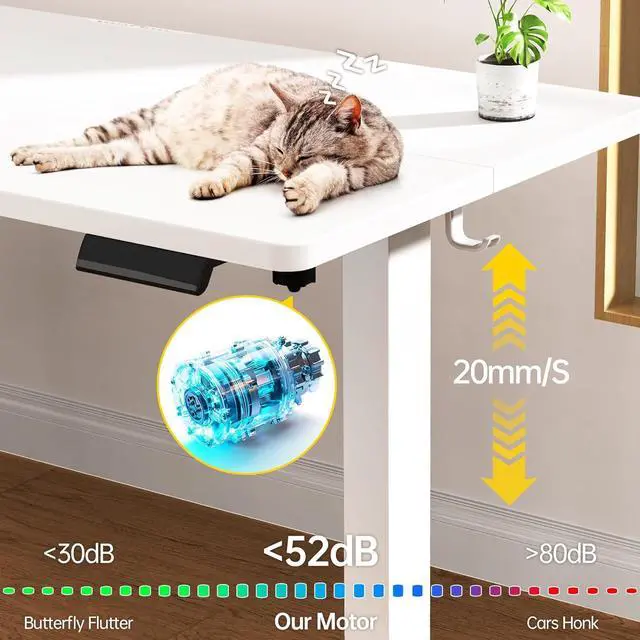 Alt view image 2 of 7 - 47.2 Inch Large Electric Standing Desk, Heights Adjustable, Sit to Stand Up, Work Home Office Computer Table for Study, Walking Pad, Writing, and Games, Wooden Desktop Desks, White