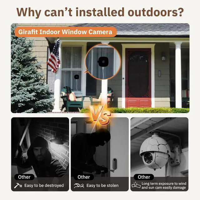 Alt view image 5 of 7 - Girafit 3MP 2K Window Camera,2.4GHz&5GHz WiFi Indoor Cameras for Home Security 2 Pack with ChroMax Al Color Night Vision,Person & Motion Detection,24/7 Recording,Easy&Quick Install