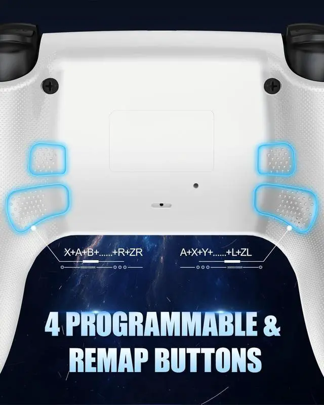 Alt view image 6 of 7 - GUOC LED Wireless Controller with Hall Effect Joystick and Trigger,4 Macron Boutton Extended Grip Controller Dual Vibration, Remap/Turbo Function