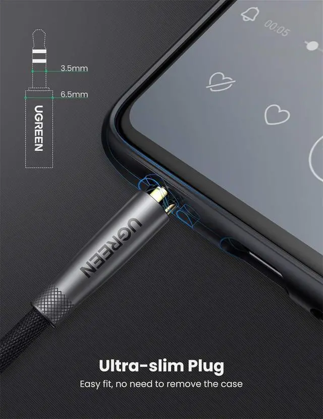 Alt view image 3 of 7 - UGREEN 3.5mm Audio Cable Nylon Braided Aux Cord Male to Male Stereo Hi-Fi Sound for Headphones Car Home Stereos Speakers Tablets Compatible with iPhone iPad iPod Echo More 3FT