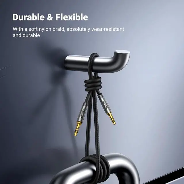 Alt view image 4 of 7 - UGREEN 3.5mm Audio Cable Nylon Braided Aux Cord Male to Male Stereo Hi-Fi Sound for Headphones Car Home Stereos Speakers Tablets Compatible with iPhone iPad iPod Echo More 3FT