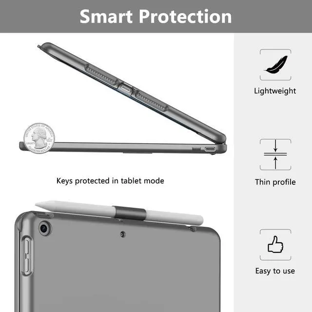 Alt view image 5 of 7 - TQQ Touch for iPad 9th Generation Case with Keyboard (10.2", 2021), Multi-Touch Trackpad, 360° Rotatable Protective Cover for iPad Keyboard 9th/8th/7th Gen with Pencil Holder (Gray)