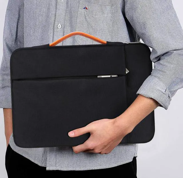 Alt view image 7 of 7 - 360° Protective 15-15.6 Inch Laptop Sleeve Case for Acer HP Lenovo Dell ASUS Laptop, Acer Aspire 15, HP Pavilion 15, Dell Inspiron 15, Lenovo IdeaPad 15, ASUS ZenBook 15 Computer Bag, Black