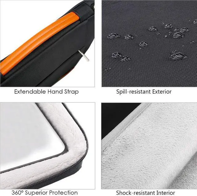 Alt view image 5 of 7 - 360° Protective 15-15.6 Inch Laptop Sleeve Case for Acer HP Lenovo Dell ASUS Laptop, Acer Aspire 15, HP Pavilion 15, Dell Inspiron 15, Lenovo IdeaPad 15, ASUS ZenBook 15 Computer Bag, Black