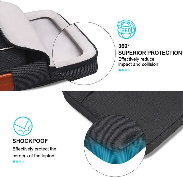 Alt view image 4 of 7 - 360° Protective 15-15.6 Inch Laptop Sleeve Case for Acer HP Lenovo Dell ASUS Laptop, Acer Aspire 15, HP Pavilion 15, Dell Inspiron 15, Lenovo IdeaPad 15, ASUS ZenBook 15 Computer Bag, Black
