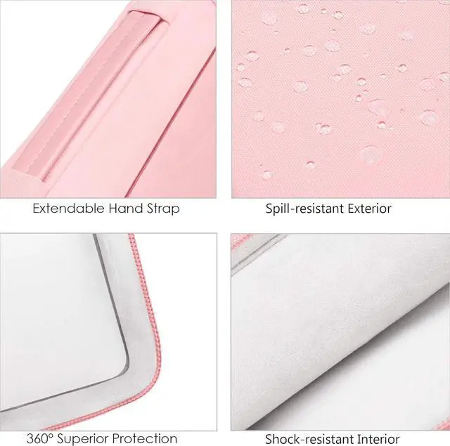 Alt view image 3 of 7 - 360° Protective 15-15.6 Inch Laptop Sleeve Case for Acer HP Lenovo Dell ASUS Laptop, Acer Aspire 15, HP Pavilion 15, Dell Inspiron 15, Lenovo IdeaPad 15, ASUS ZenBook 15 Computer Bag, Pink