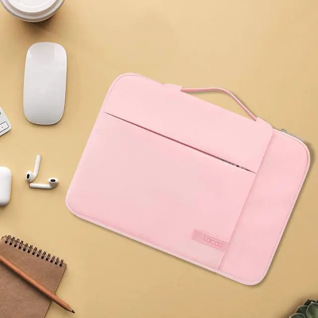 Alt view image 7 of 7 - 360° Protective 15-15.6 Inch Laptop Sleeve Case for Acer HP Lenovo Dell ASUS Laptop, Acer Aspire 15, HP Pavilion 15, Dell Inspiron 15, Lenovo IdeaPad 15, ASUS ZenBook 15 Computer Bag, Pink