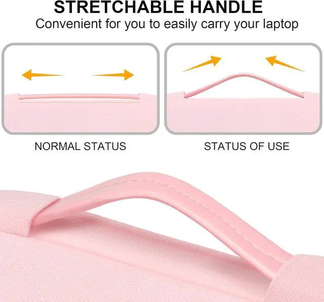 Alt view image 5 of 7 - 360° Protective 15-15.6 Inch Laptop Sleeve Case for Acer HP Lenovo Dell ASUS Laptop, Acer Aspire 15, HP Pavilion 15, Dell Inspiron 15, Lenovo IdeaPad 15, ASUS ZenBook 15 Computer Bag, Pink