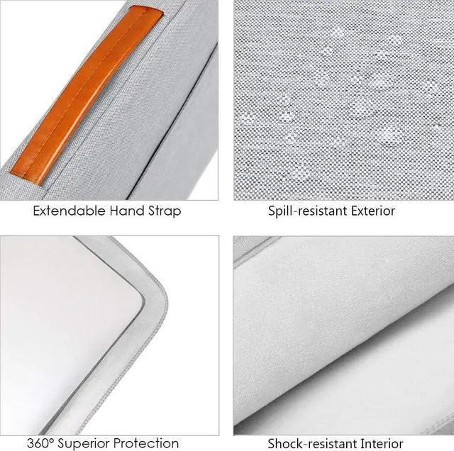 Alt view image 4 of 7 - 360° Protective 15-15.6 Inch Laptop Sleeve Case for Acer HP Lenovo Dell ASUS Laptop, Acer Aspire 15, HP Pavilion 15, Dell Inspiron 15, Lenovo IdeaPad 15, ASUS ZenBook 15 Computer Bag, Gray
