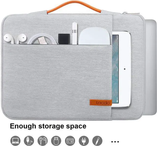 Alt view image 3 of 7 - 360° Protective 15-15.6 Inch Laptop Sleeve Case for Acer HP Lenovo Dell ASUS Laptop, Acer Aspire 15, HP Pavilion 15, Dell Inspiron 15, Lenovo IdeaPad 15, ASUS ZenBook 15 Computer Bag, Gray