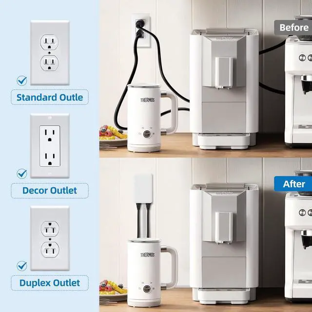 Alt view image 3 of 7 - Flat Plug Outlet Strip, 15 Feet Extension Cord 3 Prong, 3 Grounded Outlets with Mounting Holes, 13A/1625W, 16 AWG