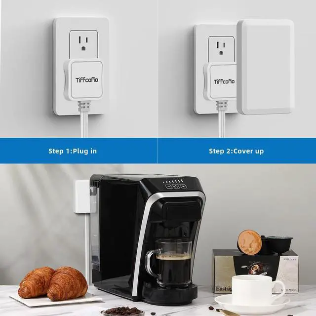 Alt view image 6 of 7 - Flat Plug Outlet Strip, 15 Feet Extension Cord 3 Prong, 3 Grounded Outlets with Mounting Holes, 13A/1625W, 16 AWG