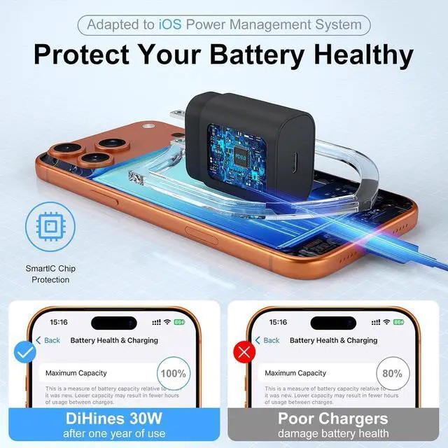 Alt view image 5 of 7 - Phone 17 16 15 Charger Fast Charging,30W USB C Phone 17 16 15 Pro Max Charger Block &10FT Long Type C Cable Cord for i.Phone 17/Air/17 Pro/17 Pro Max/16/16 Plus/16 Pro/16 Pro Max/15/15 Pro Max,Black