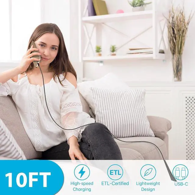 Alt view image 4 of 7 - Phone 17 16 15 Charger Fast Charging,30W USB C Phone 17 16 15 Pro Max Charger Block &10FT Long Type C Cable Cord for i.Phone 17/Air/17 Pro/17 Pro Max/16/16 Plus/16 Pro/16 Pro Max/15/15 Pro Max,Black