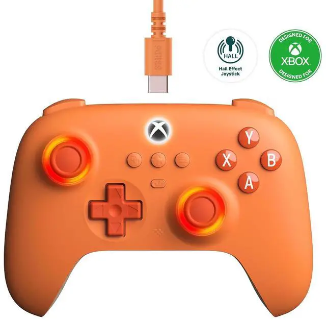 Main image of 8BitDo Ultimate C Wired Controller for Xbox with Hall Effect Joysticks and Triggers, RGB Lighting Fire Ring, Compatible with Xbox Series X|S, Xbox One, Windows 10/11- Officially Licensed (Orange)