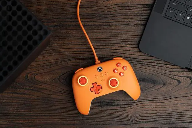 Alt view image 4 of 7 - 8BitDo Ultimate C Wired Controller for Xbox with Hall Effect Joysticks and Triggers, RGB Lighting Fire Ring, Compatible with Xbox Series X|S, Xbox One, Windows 10/11- Officially Licensed (Orange)