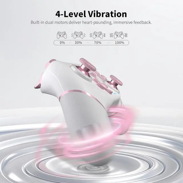 Alt view image 7 of 7 - AceGamer Wireless Pro Controller for Nintendo Switch/Lite/OLED/Switch 2/PC, 2 pack, Hall Effect Joystick for Switch 2 Pro Controller with Wake-Up/Dual Vibration/Turbo/Ergonomic ! (White and Pink)