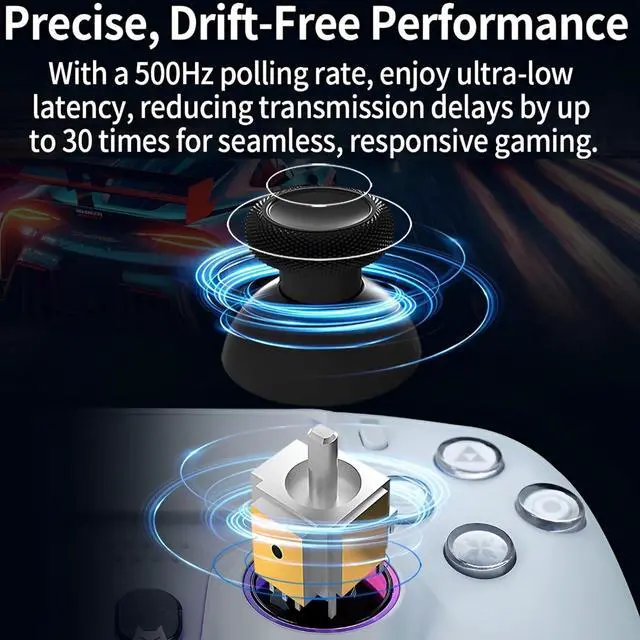 Alt view image 7 of 7 - NBCP Wired PS5 Controller - Gaming Controller for PlayStation 5, PS4, PC/Steam, Turbo & Linear Hall-effect Trigger, Dual Vibration, 3.5mm Audio Jack - White