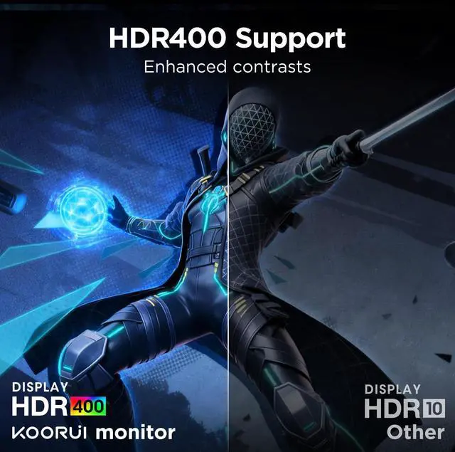 Alt view image 4 of 7 - KOORUI 34 inch Curved Ultrawide WQHD 3440×1440 Gaming Monitor, 180Hz 1000R- PIP/PBP, 1ms(MPRT), HDR400, DCI-P3 95%, FreeSync Premium, 1 x DP 1.4 & 2 x HDMI 2.0, Tilt Height Swivel Adjustment, 34E6UC