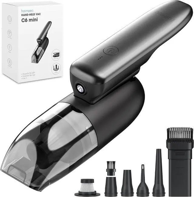 Main image of Cordless Handheld Vacuum, 4 in 1 Portable Car Vacuum, Mini Vacuum Cleaner, 8500Pa Suction Power with Led Light, USB-C Charging for Home & Outdoor C6mini-B, Gray Bb