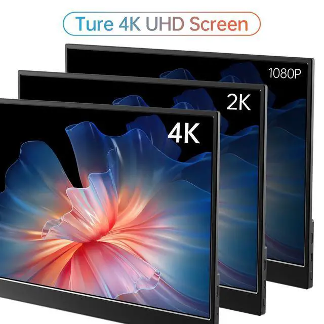 Alt view image 4 of 7 - MNN 15.6 inch 4K Portable Monitor UHD 3840x2160, 15.6" USB-C HDMI IPS HDR Laptop Display, 100% Adobe RGB w/Built-in Speakers & Smart Cover, Travel Monitor for Laptop Xbox PS5 PC
