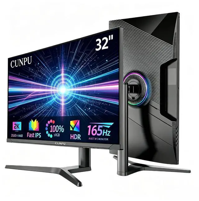 Main image of CUNPU 32 inch Gaming Monitor QHD 165Hz, 32" 2K 165Hz Computer Monitor 2560x1440p, Compatible with 2K 165Hz/2K 144Hz/FHD 165Hz/FHD 144Hz 1ms, IPS, HDR10
