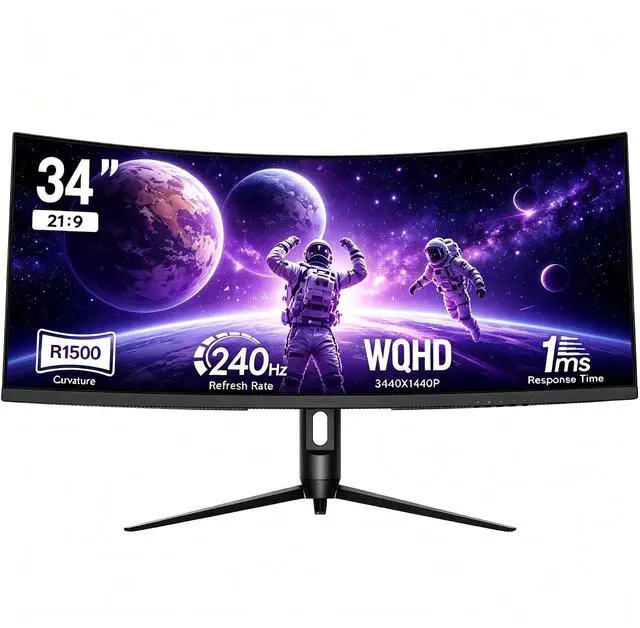 Main image of KOORUI 34" Ultrawide Curved Gaming Monitor 240Hz, PIP/PBP, 3440x1440P, 21:9 Display, 1500R Curvature. 1ms, Adaptive Sync, DP, HDMI, Support PS5,t,Computer Monitor G3441XC