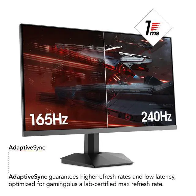 Alt view image 2 of 7 - KOORUI 27" 1440p 240Hz,WQHD 2560 x 1440 PC Computer Monitor 1ms, Adaptive Sync, HDR10, DCI-P3 90%, DisplayPort, HDMI, Tilt Adjustability, Black - GN05