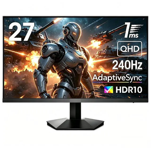 Main image of KOORUI 27" 1440p 240Hz,WQHD 2560 x 1440 PC Computer Monitor 1ms, Adaptive Sync, HDR10, DCI-P3 90%, DisplayPort, HDMI, Tilt Adjustability, Black - GN05