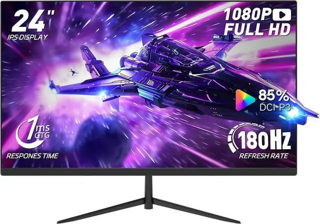 Main image of 24 Inch FHD IPS Gaming Monitor, 180Hz, 1ms, HDMI VGA Ports VESA Compatible, Tilt Adjustable, Borderless Design, Multi-Screen Capability, AMD FreeSync & G-Sync Compatible, Build-in Speakers